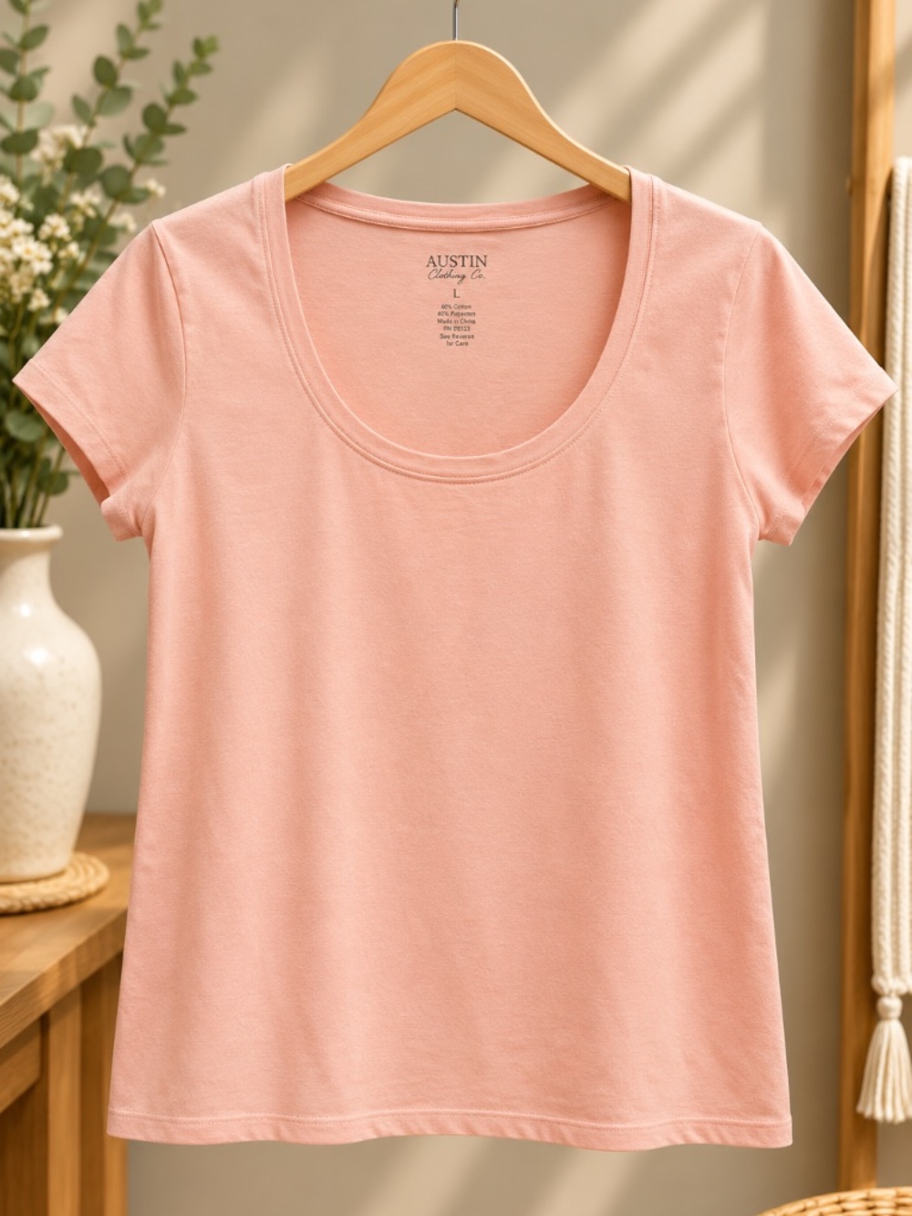 Austin Clothing Co Peach Blush Scoop Neck Short Sleeve Tee Size L
